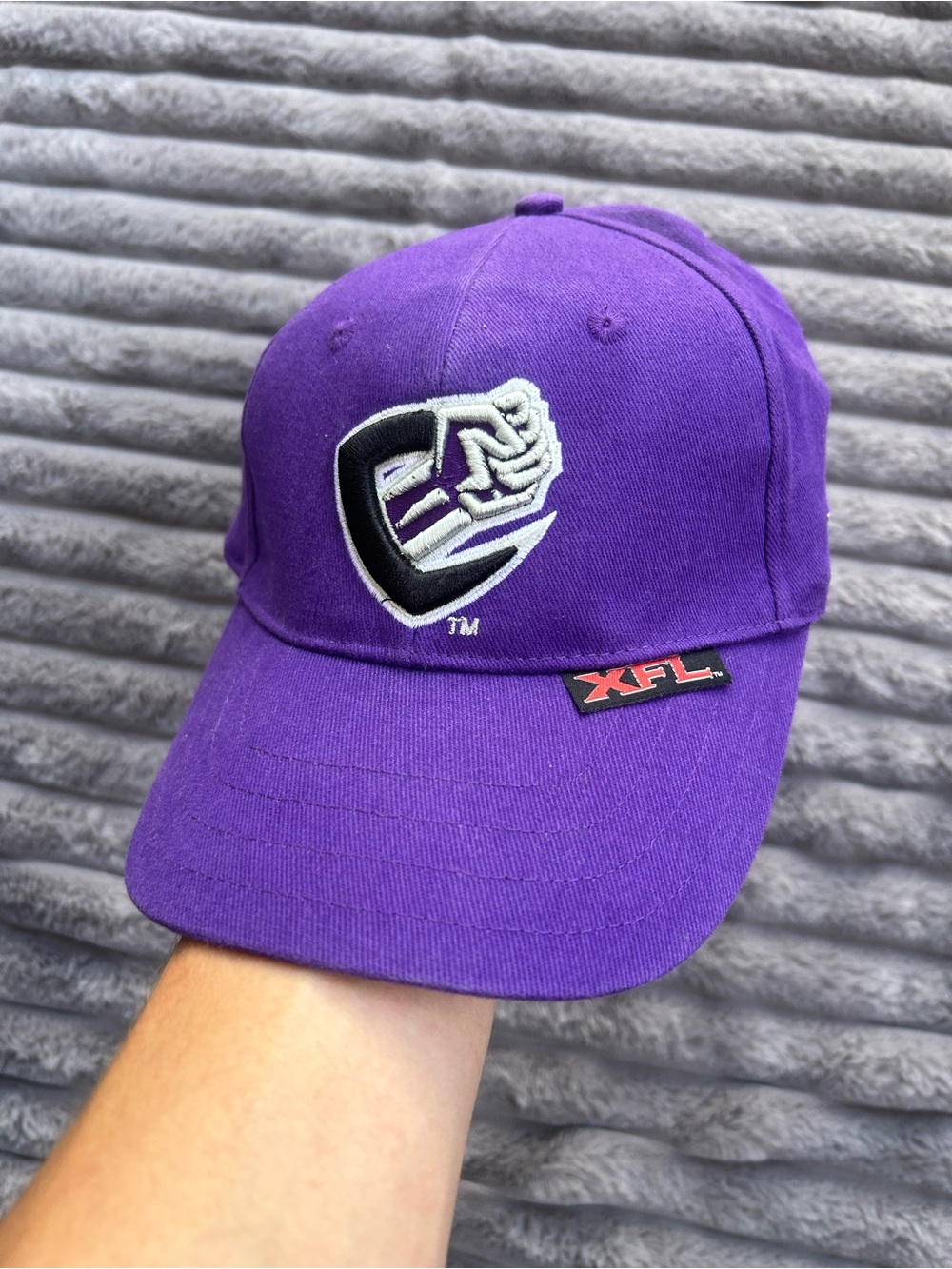 Vintage Drew Pearson Chicago Enforcers XFL Purple Fitted Baseball Cap